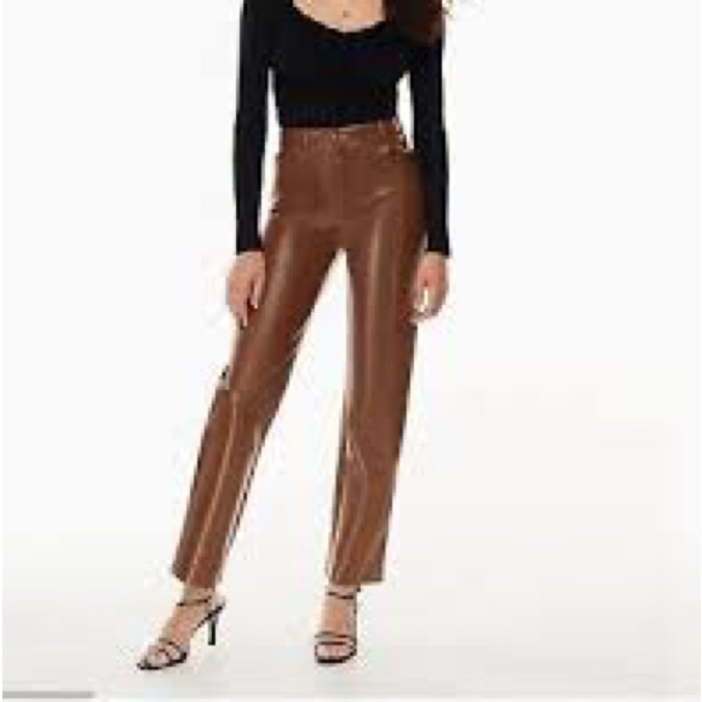 Aritzia Wilfred The Melina Vegan Leather Pants in Patina Brown - Size 0